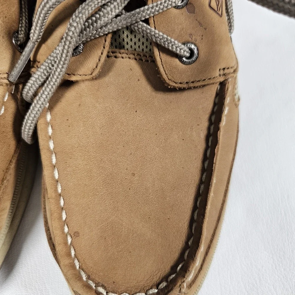 Sperry Top Sider Womens 6.5 Tan Leather Mesh Boat Shoes Casual